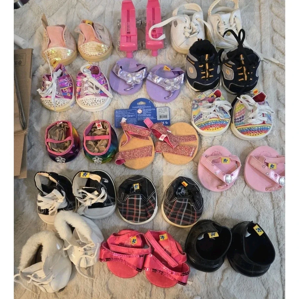 build-a-bear workshop shoe lot - sneakers sandals roller skates glitter